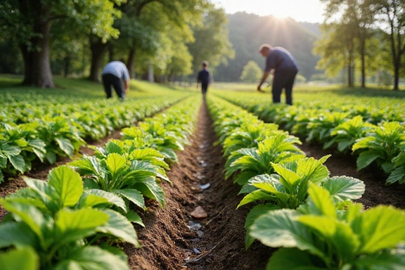 Organic farm fields with sustainable cultivation practices showcasing eco-friendly natural sourcing